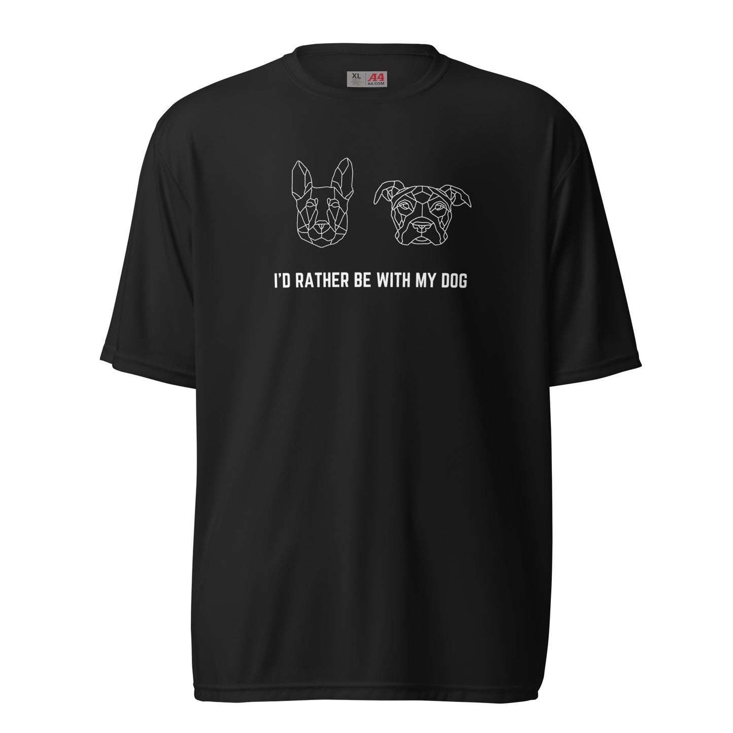 Unisex Slim & Zeus "I'd rather be with my dog" performance crew neck t-shirt