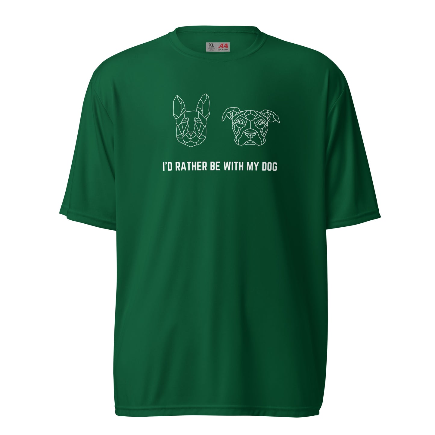 Unisex Slim & Zeus "I'd rather be with my dog" performance crew neck t-shirt