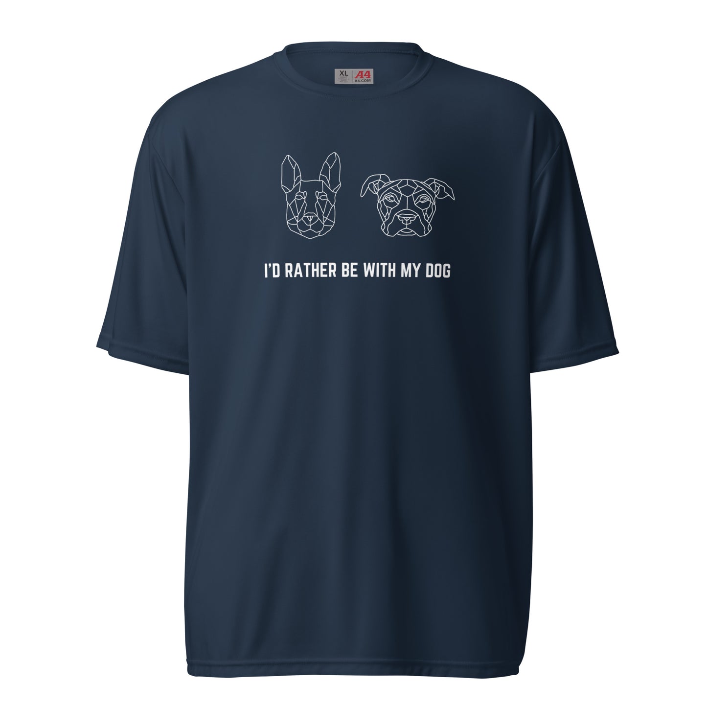 Unisex Slim & Zeus "I'd rather be with my dog" performance crew neck t-shirt