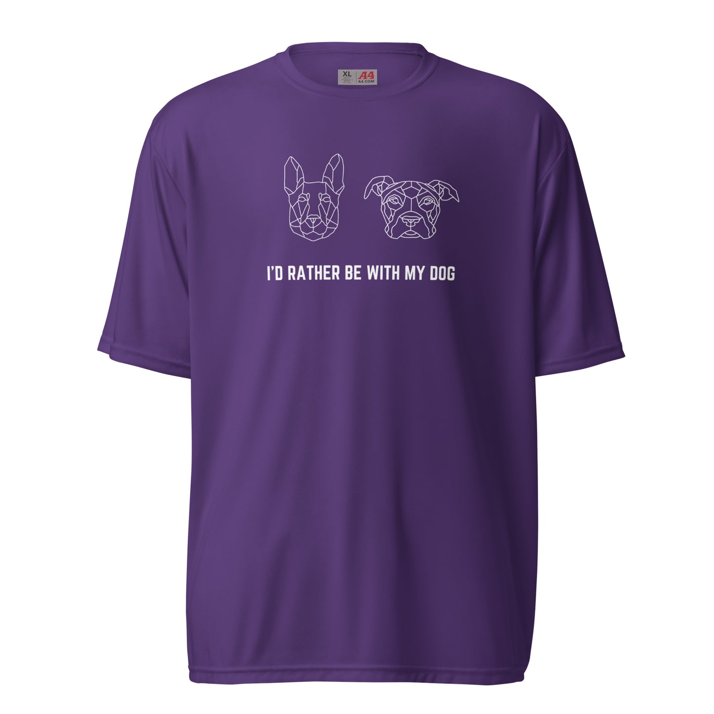 Unisex Slim & Zeus "I'd rather be with my dog" performance crew neck t-shirt