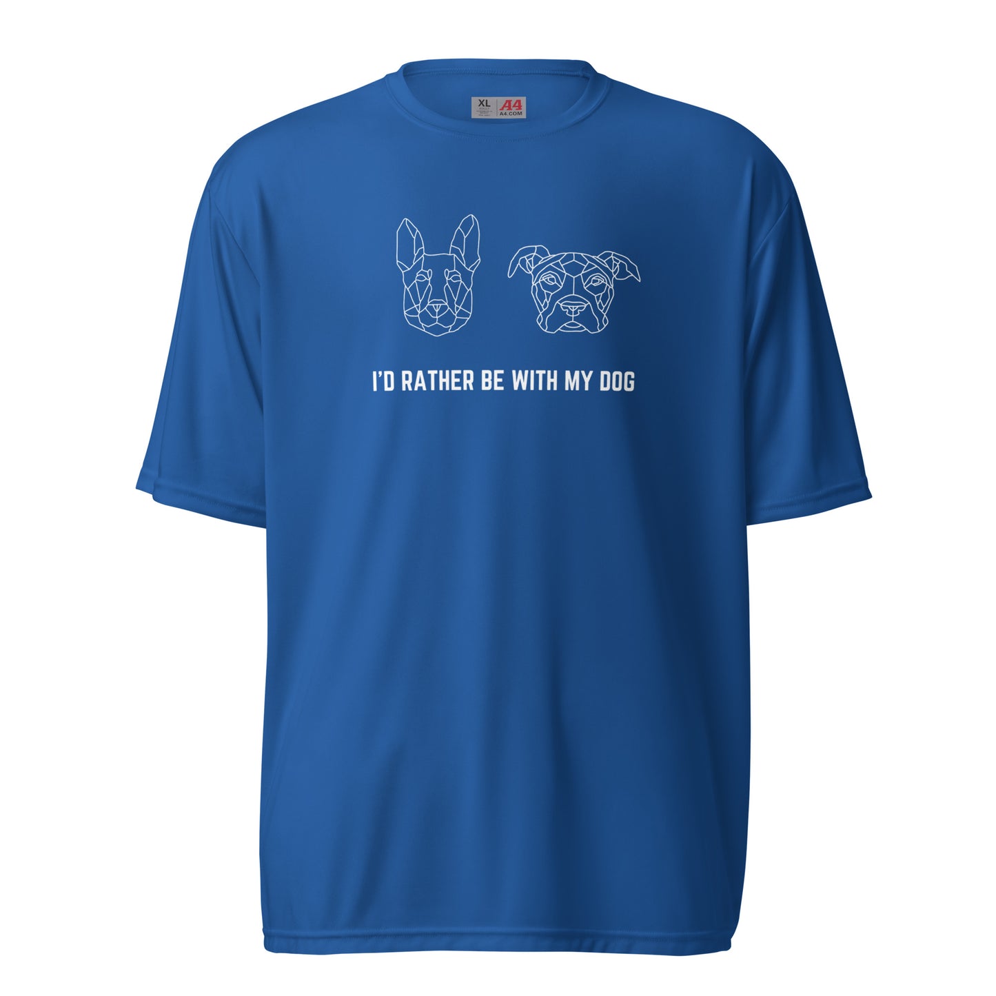 Unisex Slim & Zeus "I'd rather be with my dog" performance crew neck t-shirt
